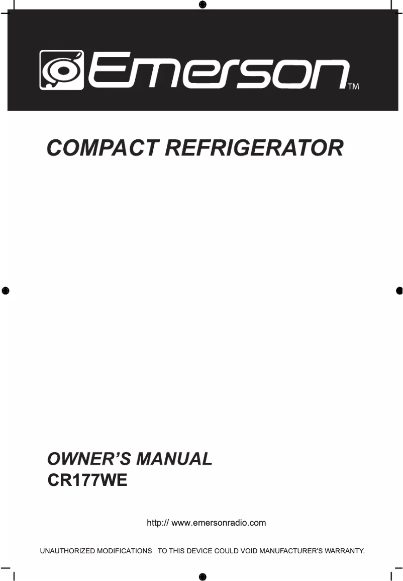 Image de la première page du manuel de l'appareil CR177WE