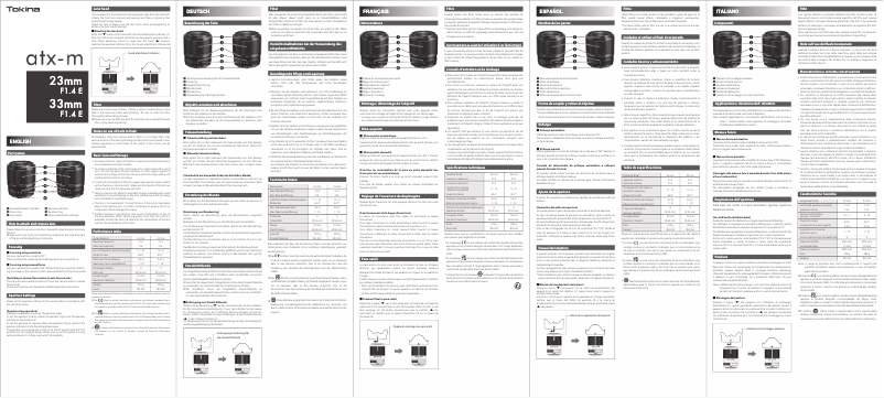 Page 1 de la notice Manuel utilisateur Tokina atx-m 23mm f/1.4 Plus Sony E-Mount