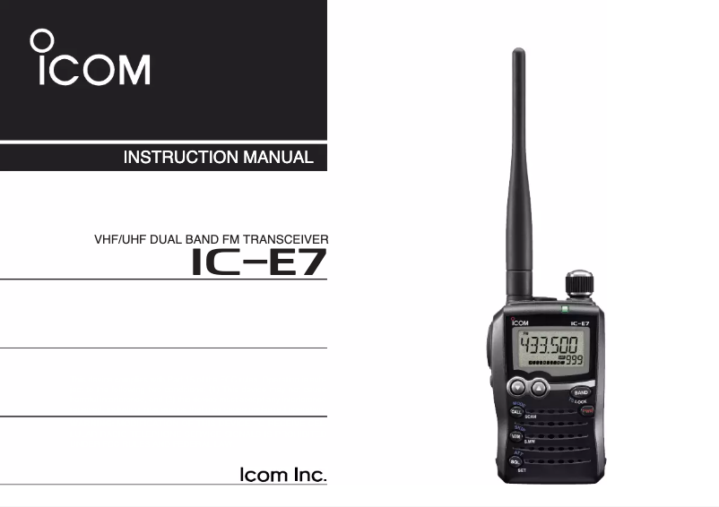 Page n°1 - Manuel utilisateur ICOM IC-E7