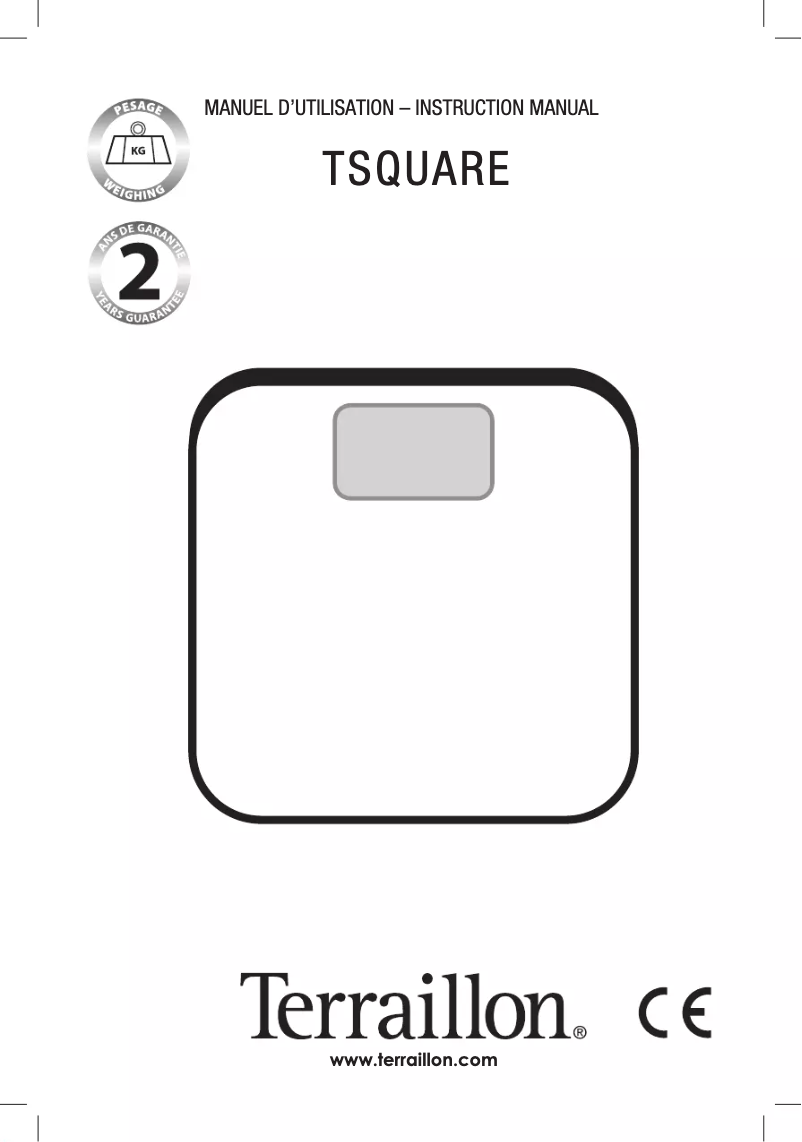 Page n°1 - Manuel utilisateur Terraillon TSQUARE