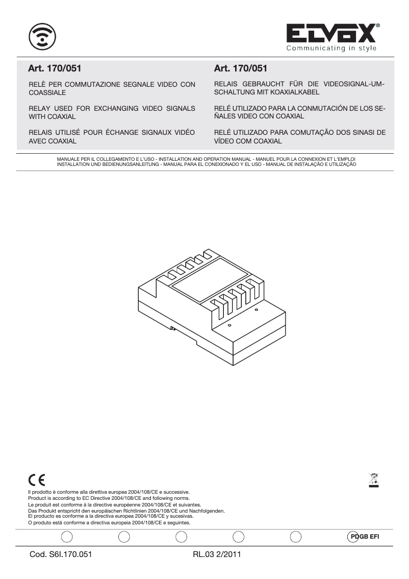 Image de la première page du manuel de l'appareil ELVOX 0170/051