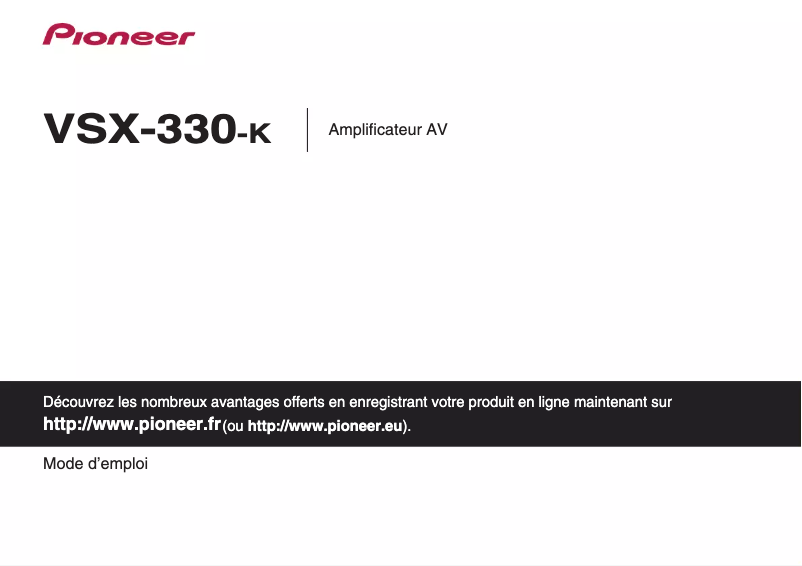 Page 1 de la notice Manuel utilisateur Pioneer VSX-330-K