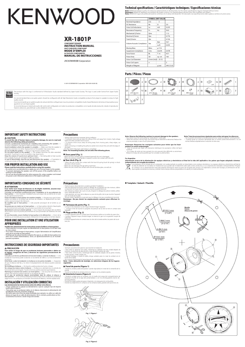 Page 1 de la notice Manuel utilisateur Kenwood XR-1801P
