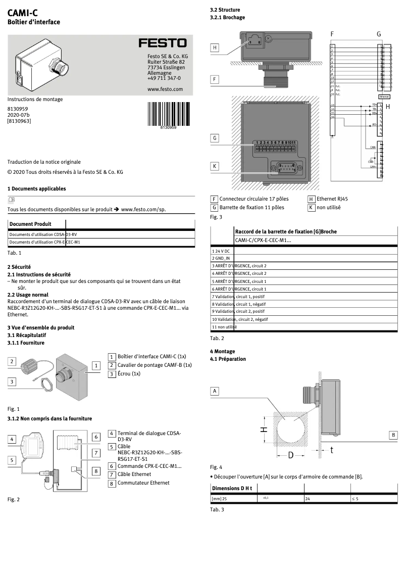 Page n°1 - Manuel utilisateur Festo CAMI-C