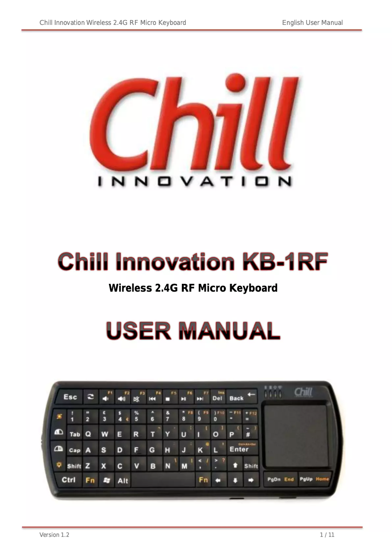 Page 1 de la notice Manuel utilisateur Chill Innovation KB-1RF ESP