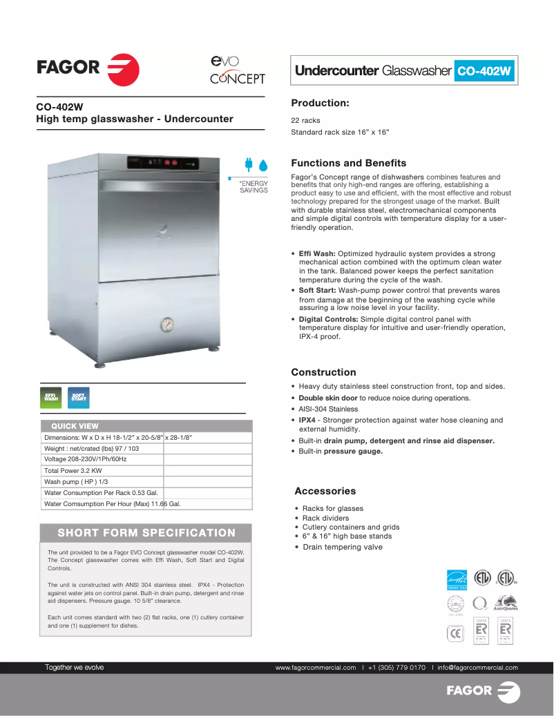 Page n°1 - Manuel utilisateur Fagor CO-402W