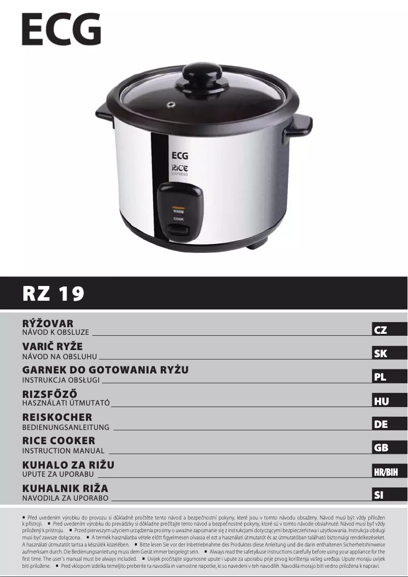 Page 1 de la notice Manuel utilisateur ECG RZ 19