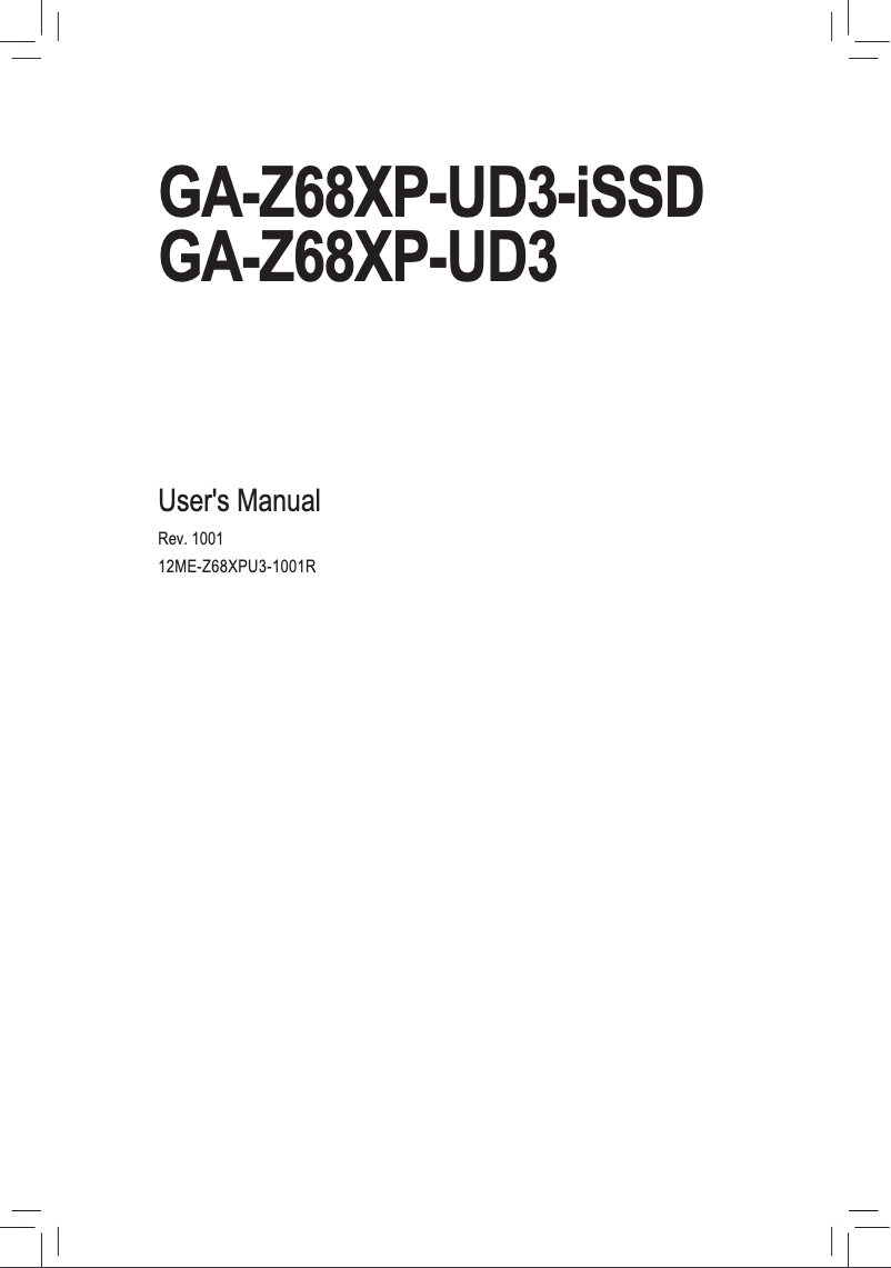 Page n°1 - Manuel utilisateur Gigabyte GA-Z68XP-UD3