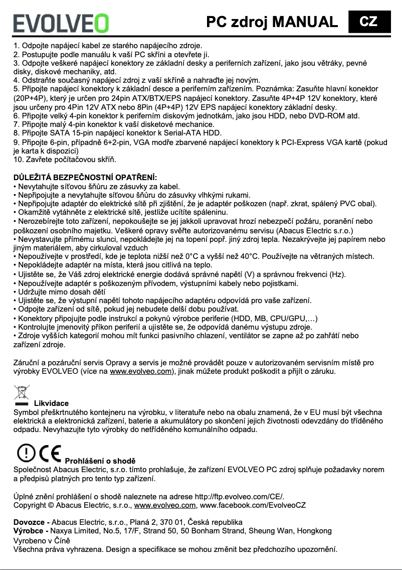 Page 1 de la notice Manuel utilisateur Evolveo G550