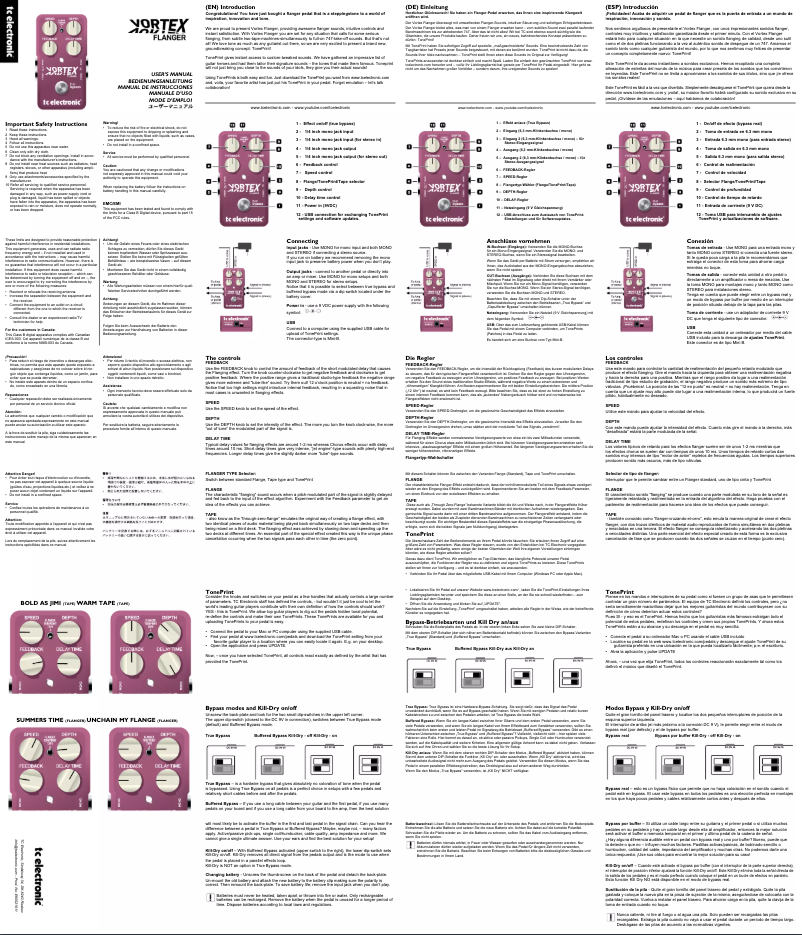 Image de la première page du manuel de l'appareil Vortex Flanger