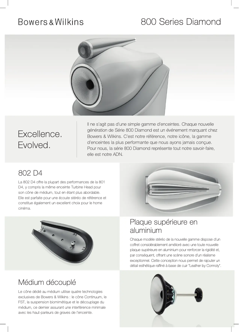 Page 1 de la notice Fiche technique Bowers & Wilkins 802 D4