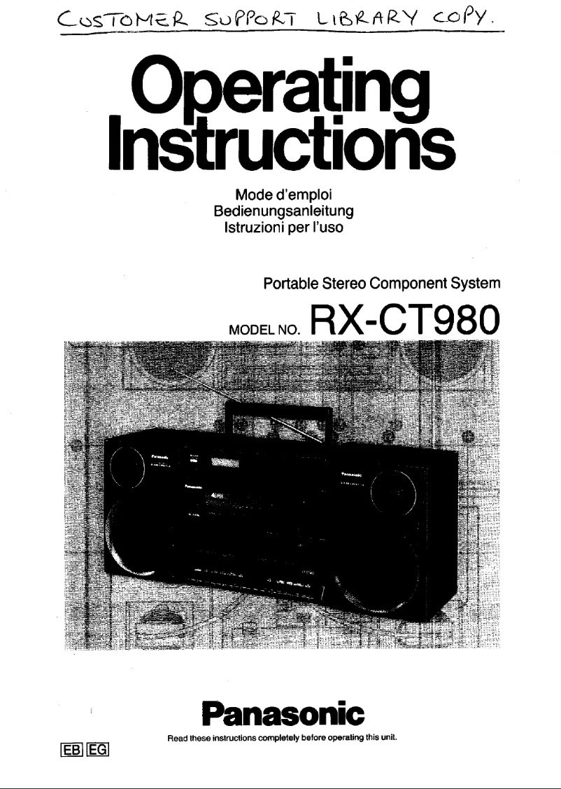 Image de la première page du manuel de l'appareil RX-CT980