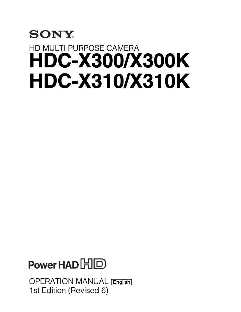 Page n°1 - Manuel utilisateur Sony HDC-X300