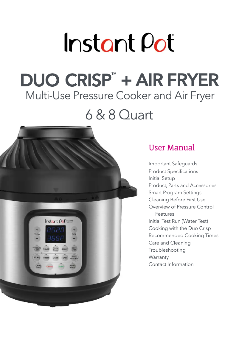 Página 1 del manual Manual de usuario Instant Pot Duo Crisp