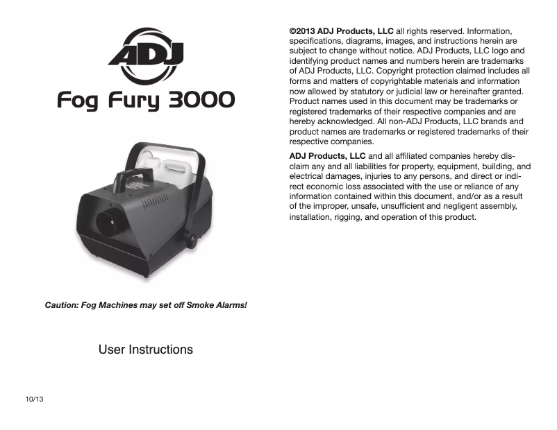 Página 1 del manual Manual de usuario American DJ Fog Fury 3000