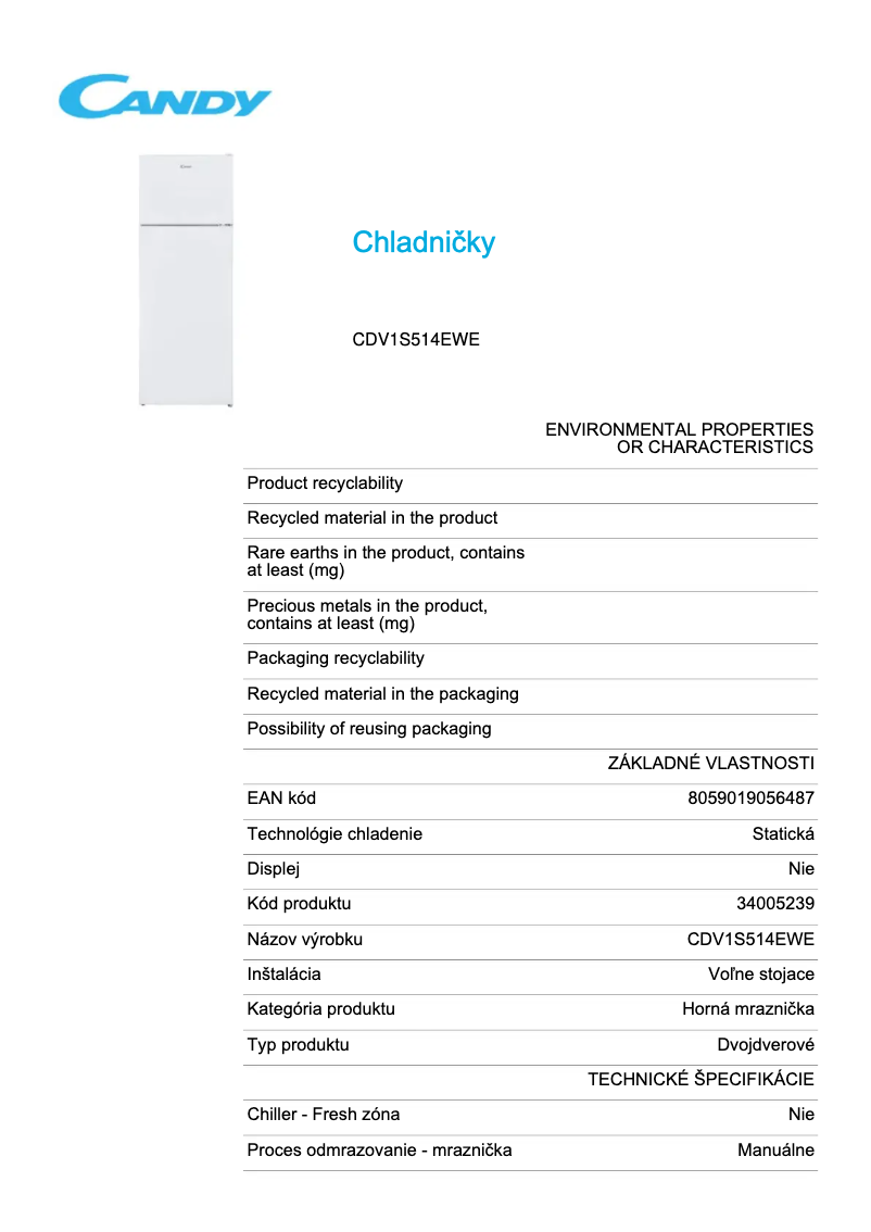 Image de la première page du manuel de l'appareil CDV1S514EWE