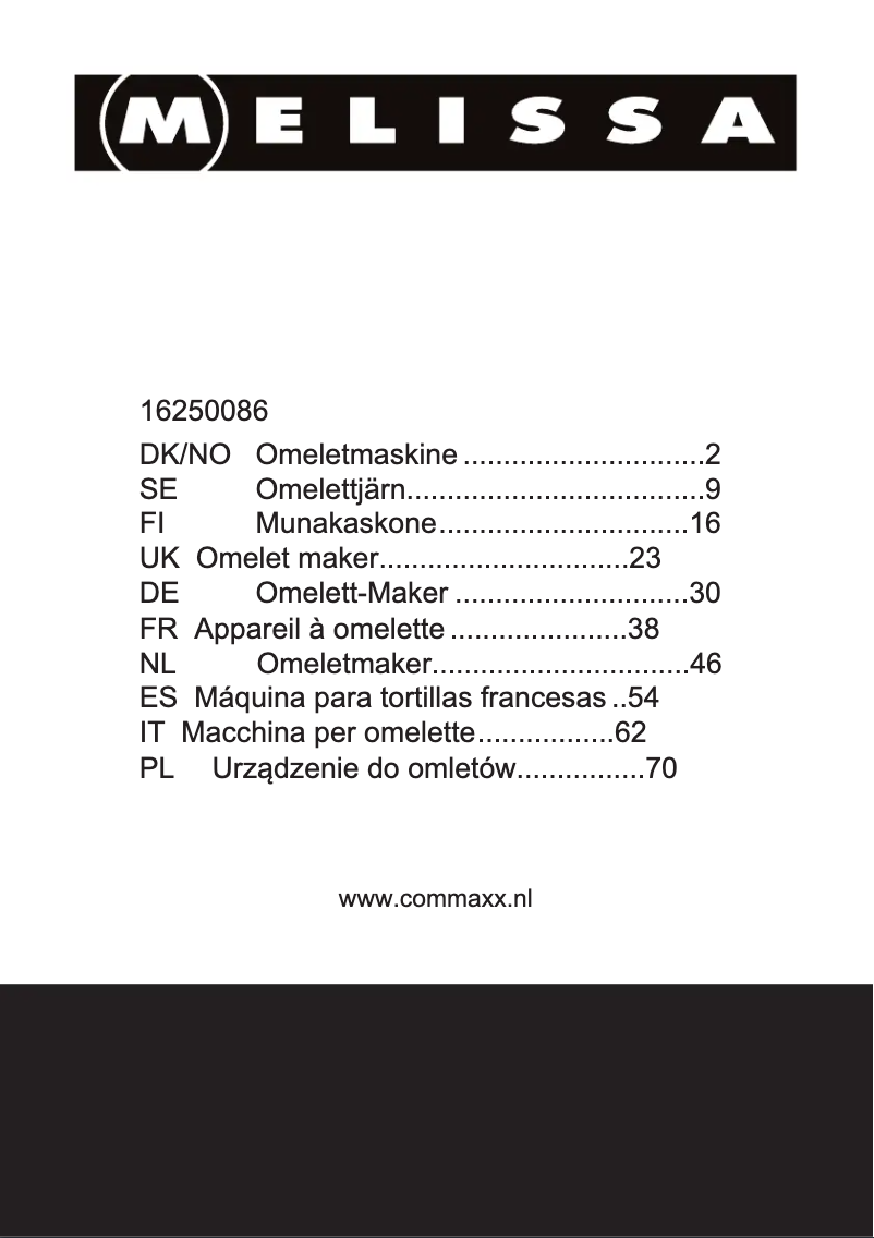 Página 1 del manual Manual de usuario Melissa 16250086