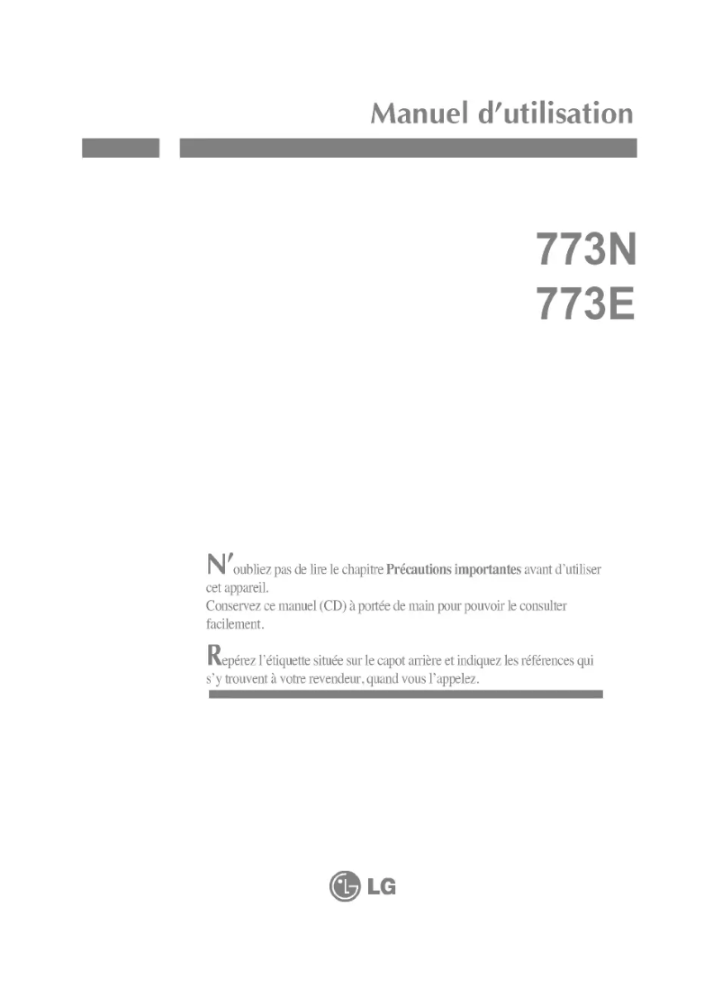 Page 1 de la notice Manuel utilisateur LG 773N