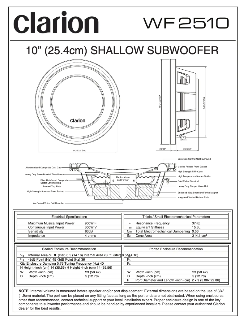 Page n°1 - Manuel utilisateur Clarion WF2510