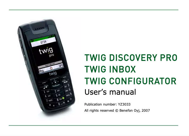 Image de la première page du manuel de l'appareil Twig Inbox