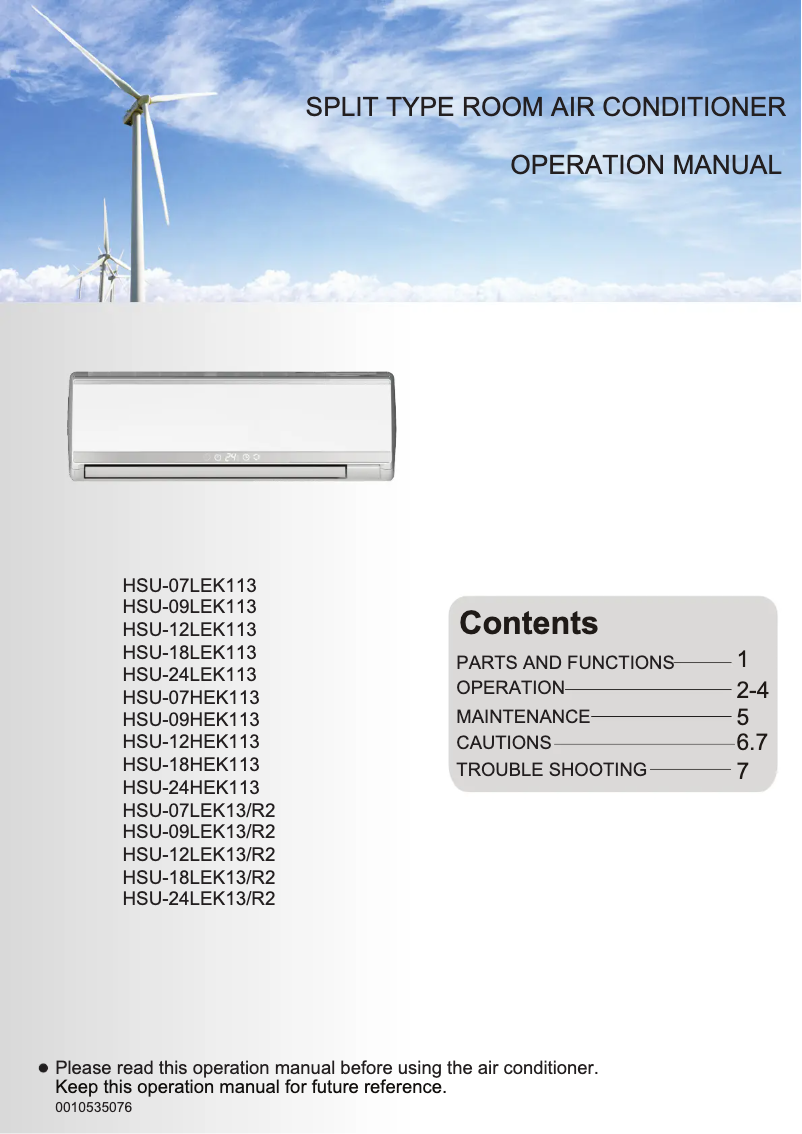 Page n°1 - Manuel utilisateur Haier HSU-07LEK13/R2-B3