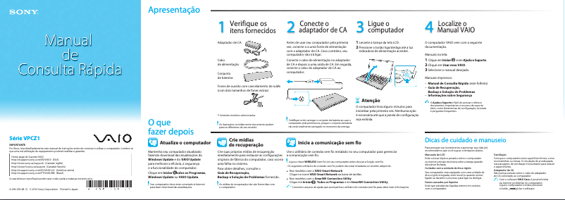 Page 1 de la notice Manuel utilisateur Sony Vaio VPCZ130GB