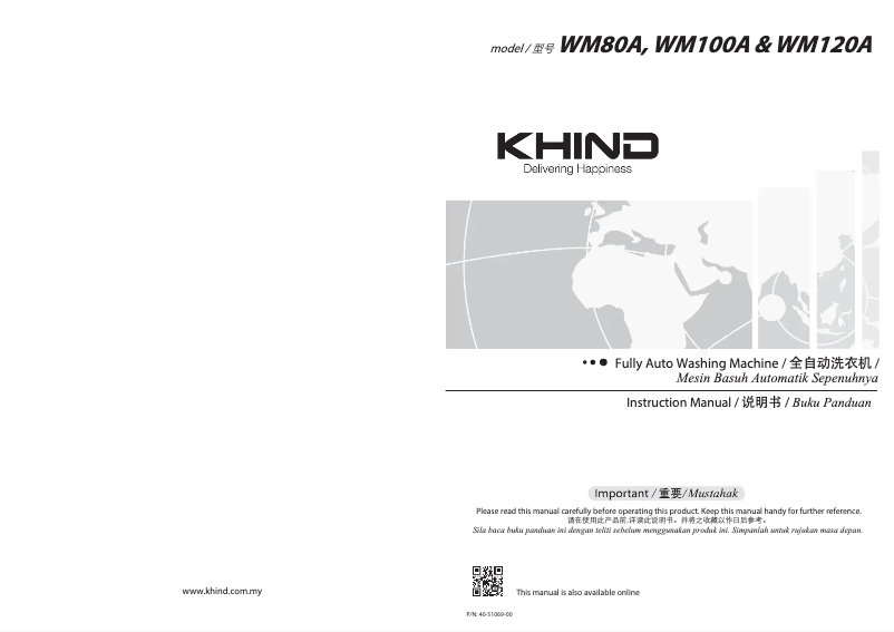 Page 1 de la notice Manuel utilisateur Khind WM100A