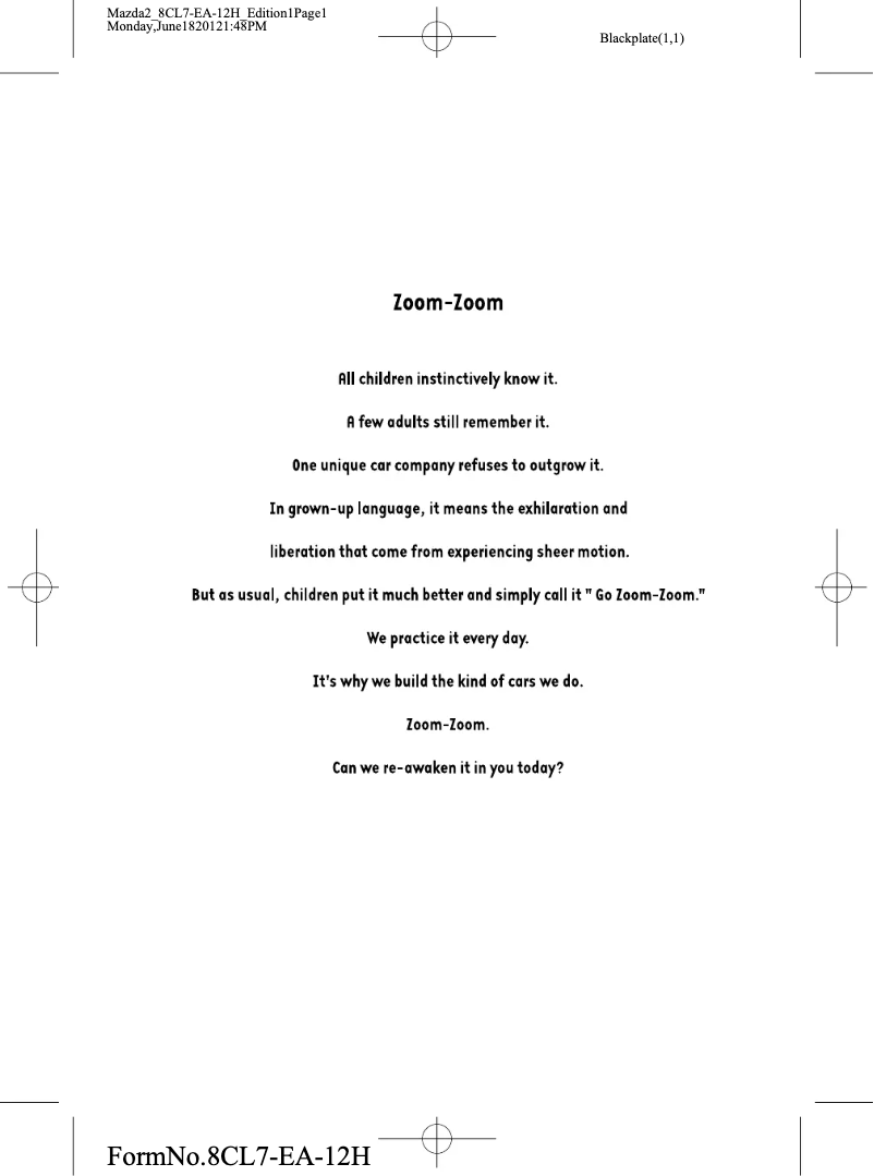 Page 1 de la notice Manuel utilisateur Mazda 2 (2013)