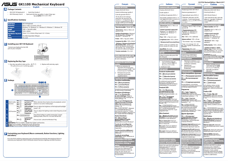 Image de la première page du manuel de l'appareil ROG Sagaris GK1100