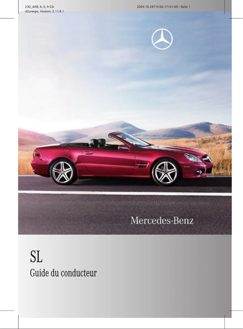 Page 1 de la notice Manuel utilisateur Mercedes-Benz SL-Class Coupe (2012)