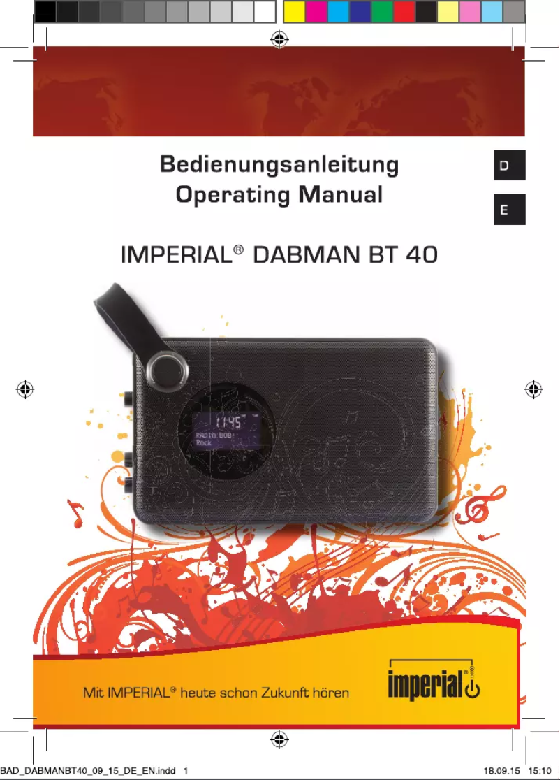 Image de la première page du manuel de l'appareil DABMAN BT 40