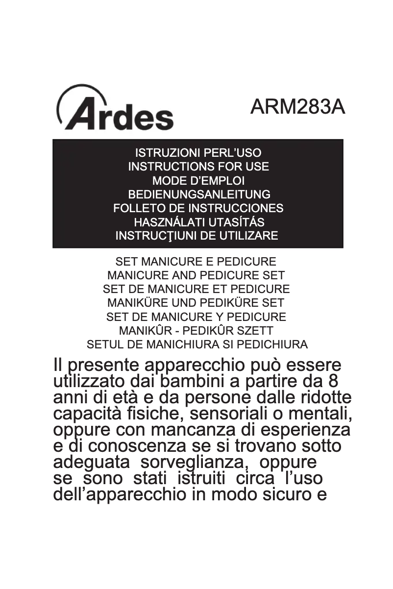 Page n°1 - Manuel utilisateur Ardes ARM283A