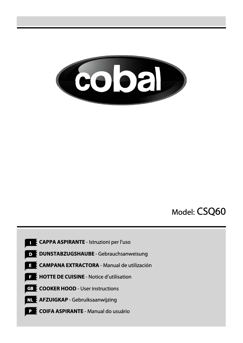 Page n°1 - Manuel utilisateur Cobal CSQ60