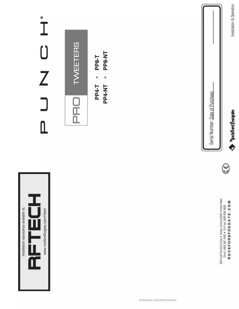 Page n°1 - Manuel utilisateur Rockford Fosgate Punch PP8-NT