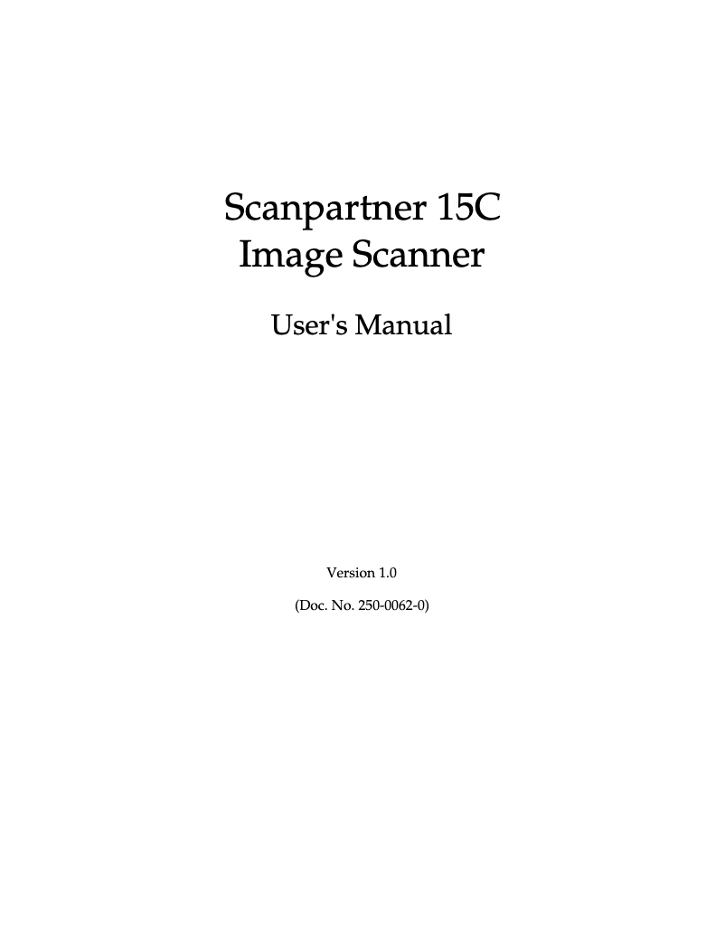 Page 1 de la notice Manuel utilisateur Fujitsu ScanPartner 15C