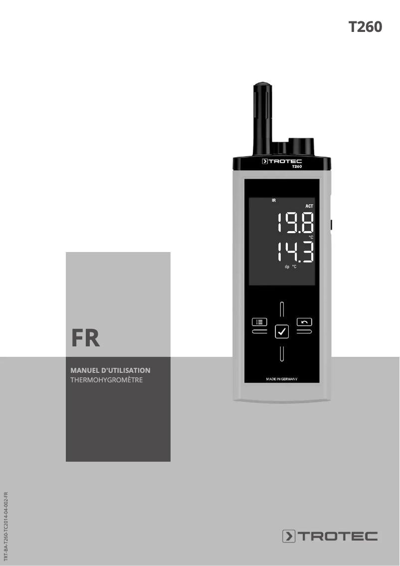 Image de la première page du manuel de l'appareil T260