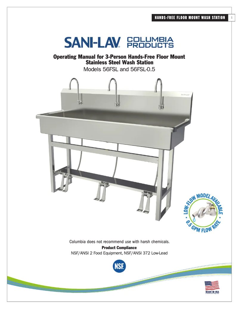 Page 1 de la notice Manuel utilisateur Sani-Lav 56FSL