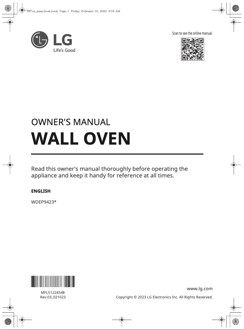 Page n°1 - Manuel utilisateur LG WDEP9423D