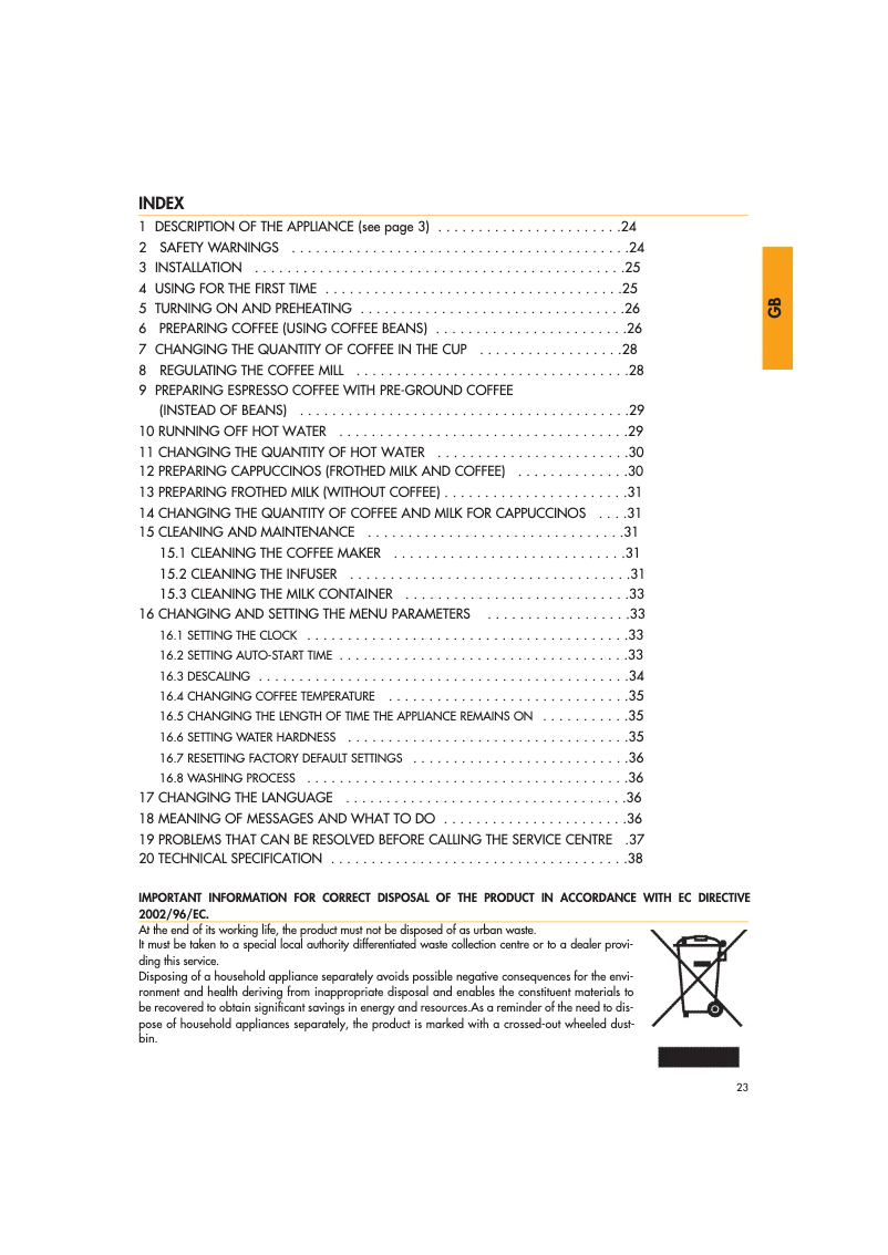 Page n°1 - Manuel utilisateur DeLonghi Magnifica ESAM 3600