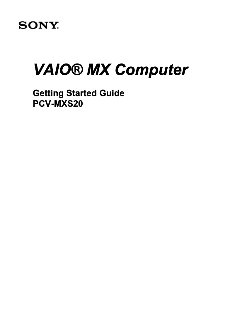 Page n°1 - Guide d'installation Sony Vaio PCV-MXS20