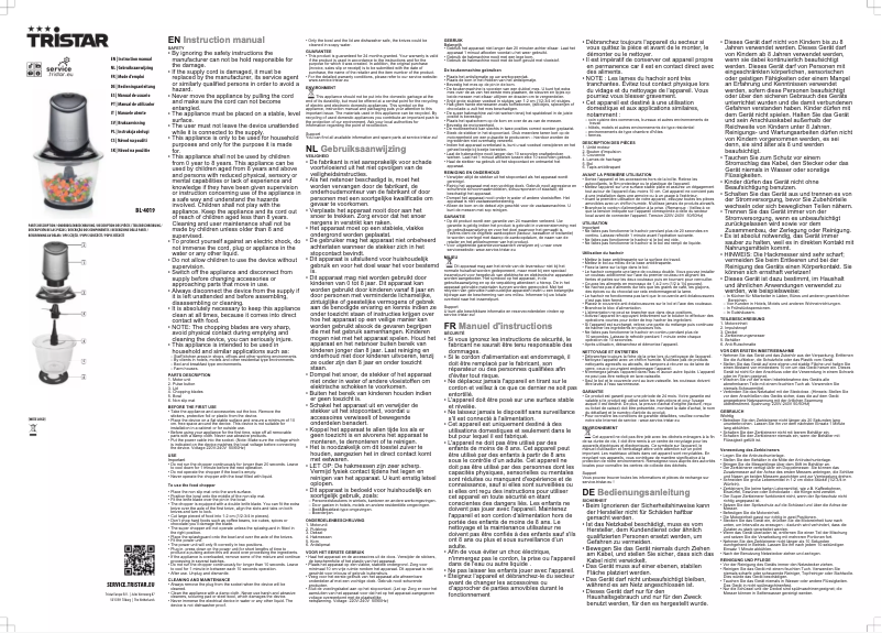Page n°1 - Manuel utilisateur TriStar BL-4019