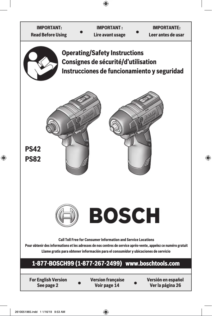 Page 1 de la notice Manuel utilisateur Bosch PS82BN