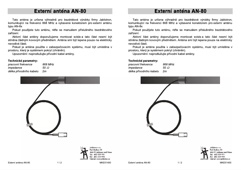 Page n°1 - Manuel utilisateur Joblotron AN-80