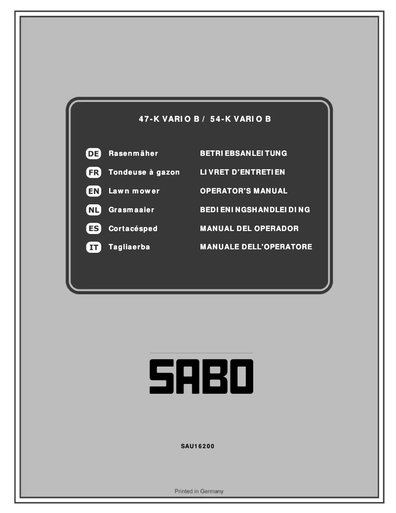 Image de la première page du manuel de l'appareil 54-K Vario B