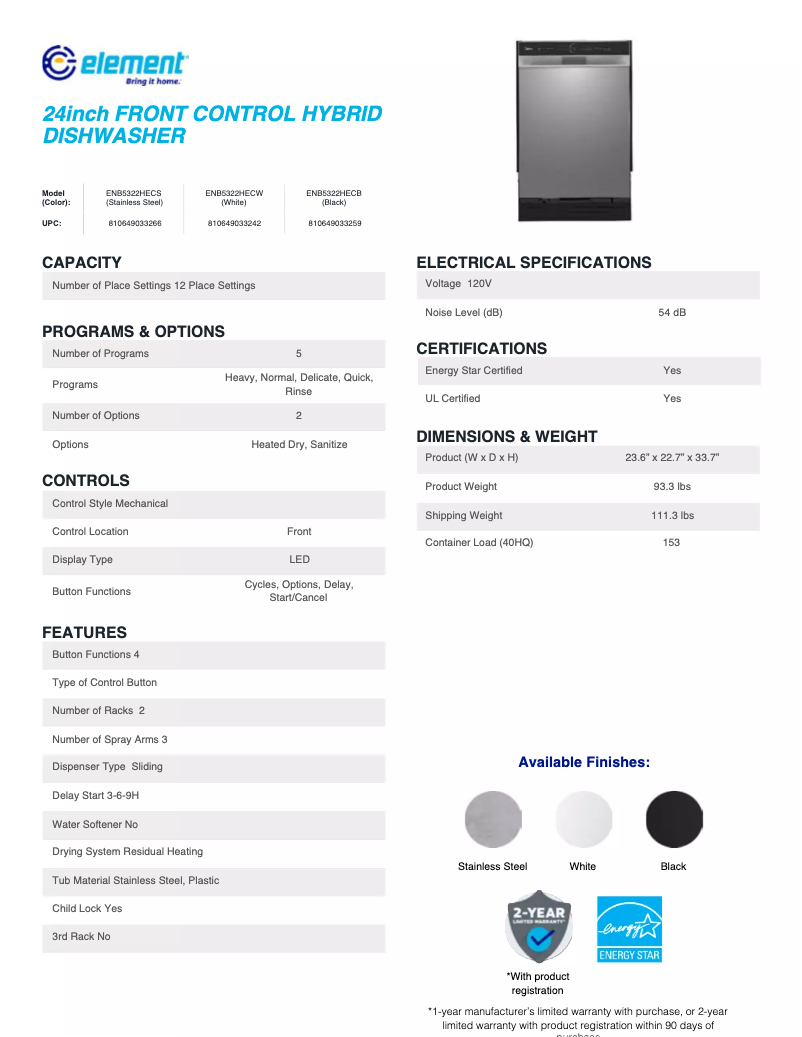 Image de la première page du manuel de l'appareil ENB5322HECS