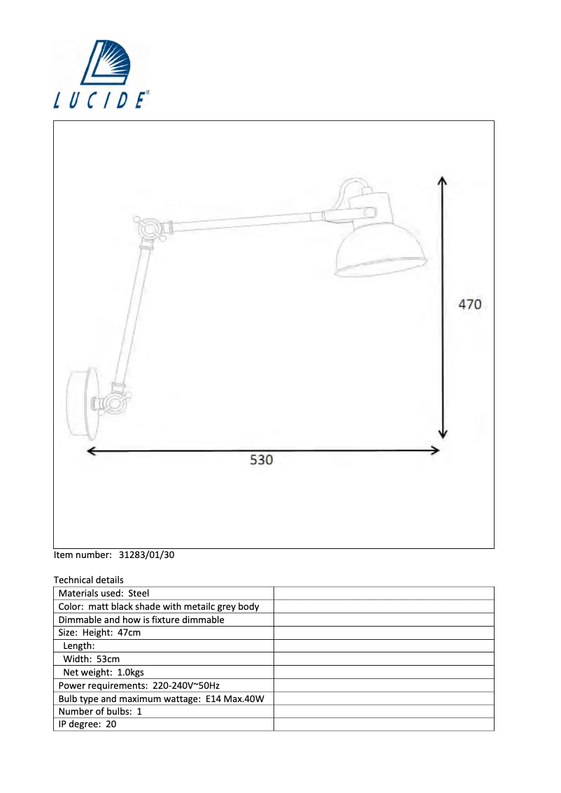 Page 1 de la notice Manuel utilisateur Lucide Crunch 31283/01/30