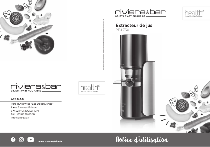 Page 1 de la notice Manuel utilisateur Riviera & Bar PEJ730