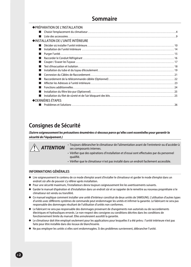 Page 1 de la notice Guide d'installation Samsung MH026FSEA