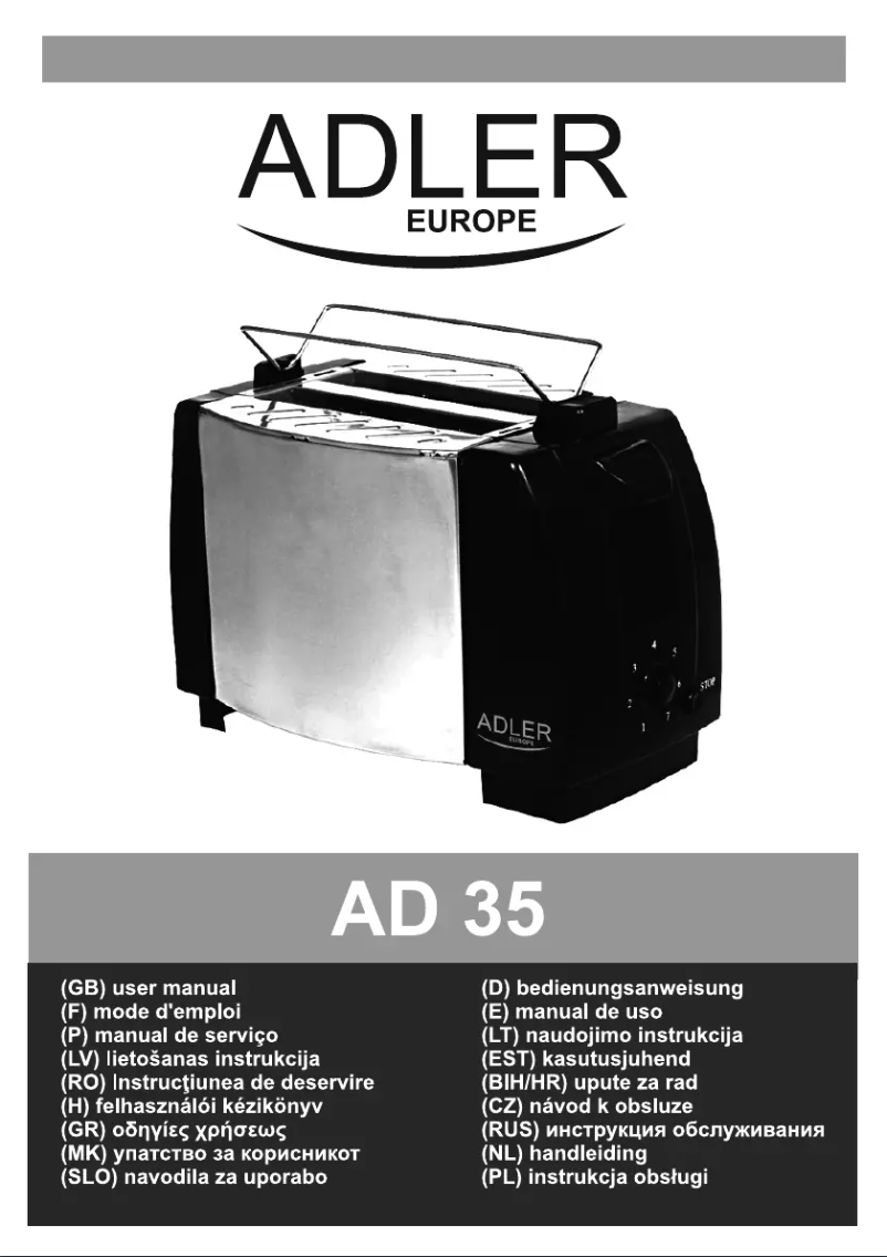 Image de la première page du manuel de l'appareil AD 35