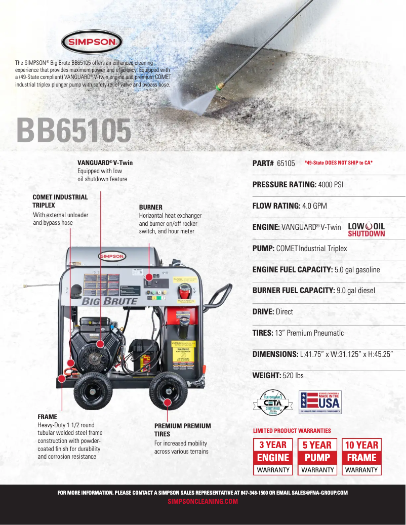 Page n°1 - Fiche technique Simpson Big Brute BB65105-S